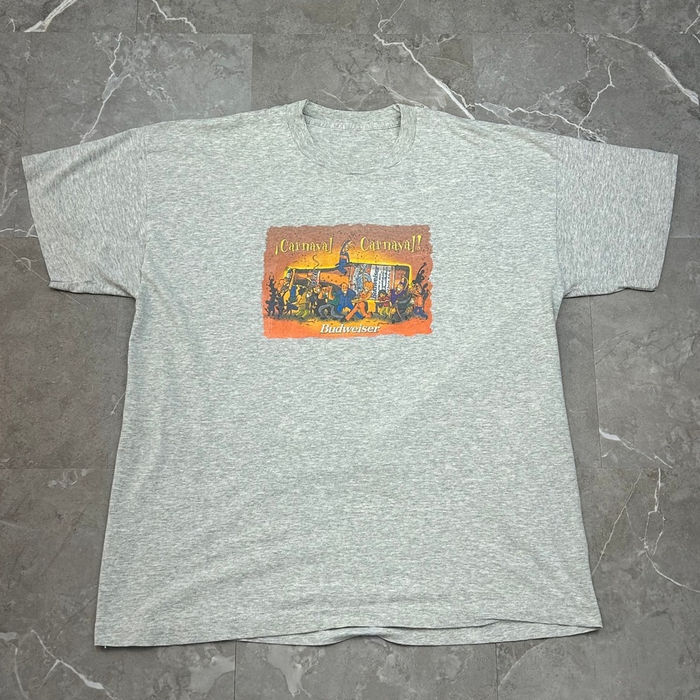 90s Vintage Budweiser Carnaval Graphic Tee Mens XL Single Stitch Beer Shirt